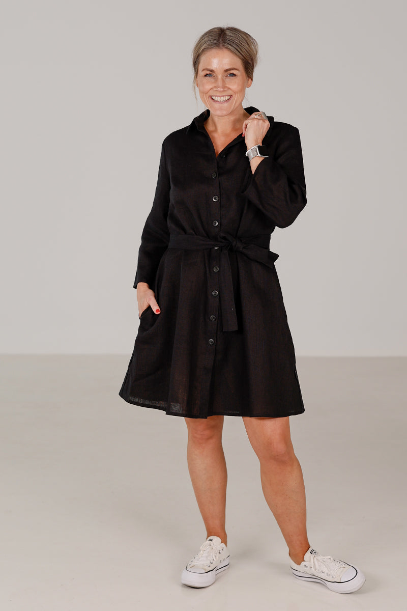 astrid shirt dress Astrid Long Sleeve Traveler's Twill Dress Hinson Wu