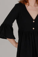 India svart melange boho chic kjole