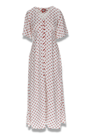 Liva hvit og rød polkadot kjole