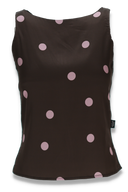 Alma blouse brown and pink polka dot