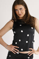 Alma blouse black and white polka dot
