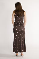 Alma blouse brown and pink polka dot