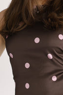 Alma blouse brown and pink polka dot