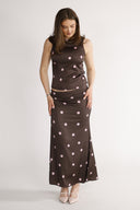 Alma blouse brown and pink polka dot