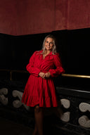 Angie red poplin dress