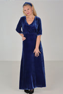 Arianna blue silk velvet dress