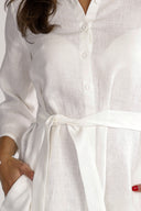 Astrid white short linen shirt dress