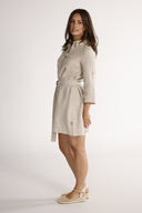 Astrid natural short linen shirt dress