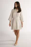 Astrid natural short linen shirt dress