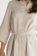 Astrid natural short linen shirt dress