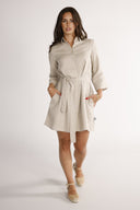 Astrid natural short linen shirt dress