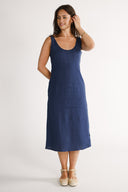 Aurora navy linen dress