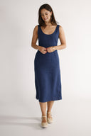 Aurora navy linen dress
