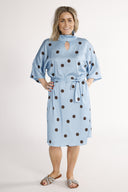 Cornelia dress blue and brown dots