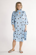 Cornelia dress blue and brown dots