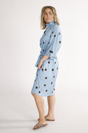 Cornelia dress blue and brown dots