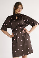 Cornelia dress brown with pink dots