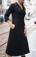 Kristine black midi-length dress