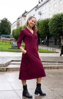 Kristine burgundy midi-length dress