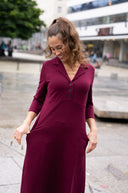 Kristine burgundy midi-length dress