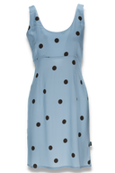 Dalia dress blue and brown polka dot