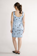 Dalia dress blue and brown polka dot