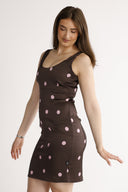 Dalia dress brown and pink polka dot