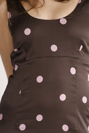 Dalia dress brown and pink polka dot