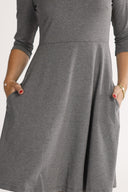 Denise's gray dress