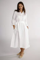 Donna white linen shirt dress