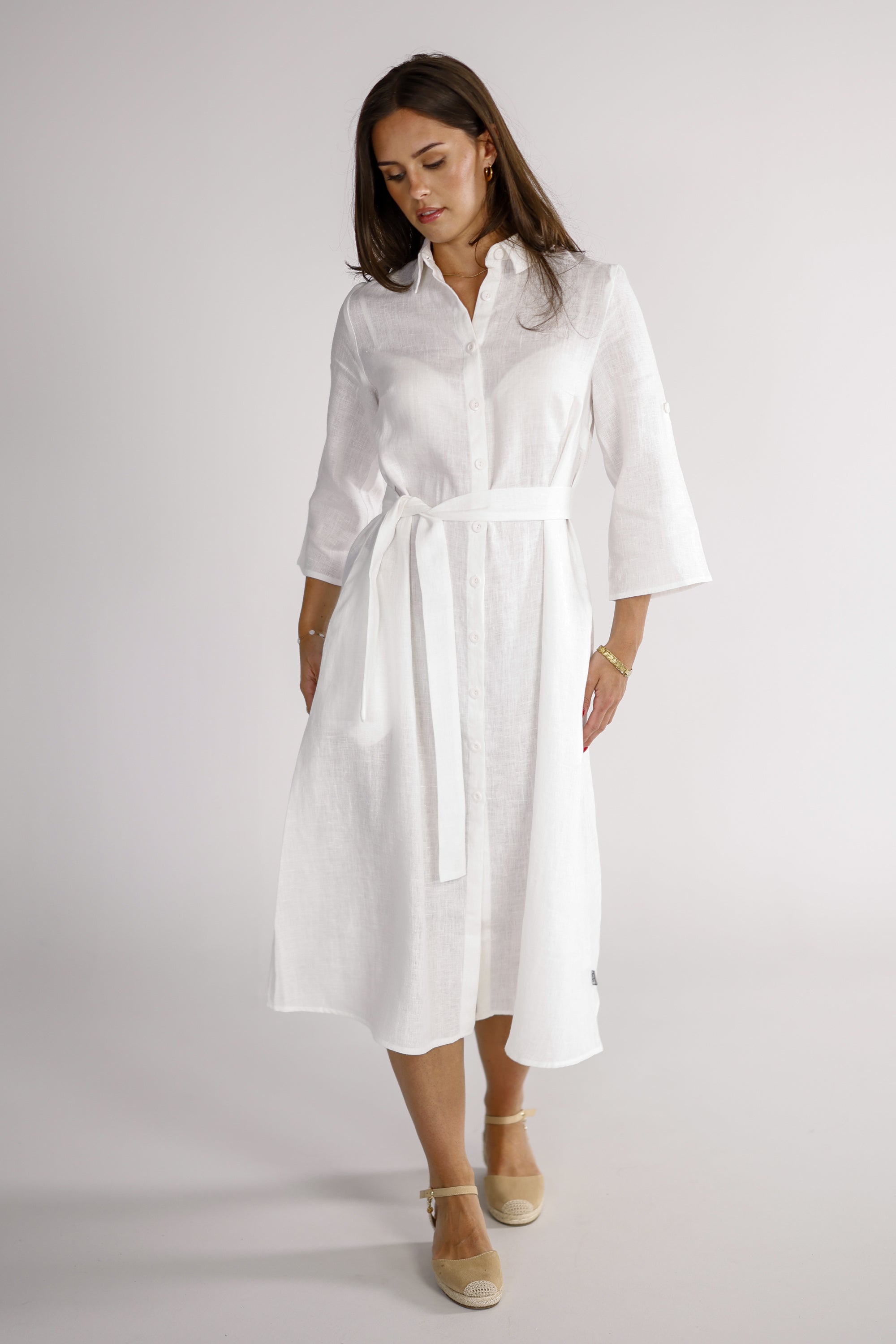 white linen shirt dress women Stetson White Linen Shirt Dress