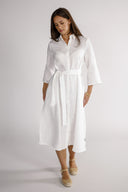 Donna white linen shirt dress