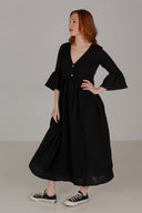 India svart melange boho chic kjole