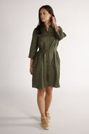 Fay khaki linen shirt dress