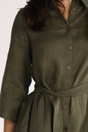 Fay khaki linen shirt dress