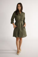 Fay khaki linen shirt dress