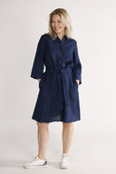 Fay navy linen shirt dress