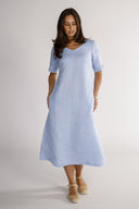 Gyda sky-blue linen dress