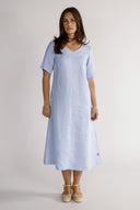 Gyda sky-blue linen dress
