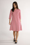 Ines red and cream heart dress