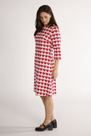 Ines red and cream heart dress