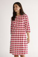 Ines red and cream heart dress