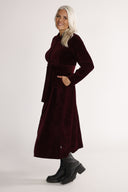 Joy burgundy babycord coat/shirt dress