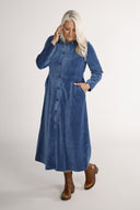 Joy denim-blue baby corduroy coat / shirt dress