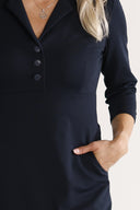 Kristine navy blue midi-length dress