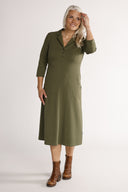 Kristine khaki midi-length dress