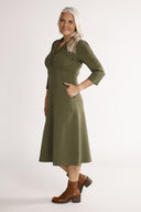 Kristine khaki midi-length dress
