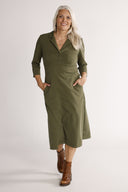 Kristine khaki midi-length dress