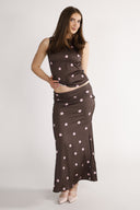 Lill skirt in brown and pink polka dots