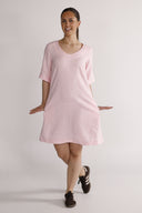 Mona light pink linen dress
